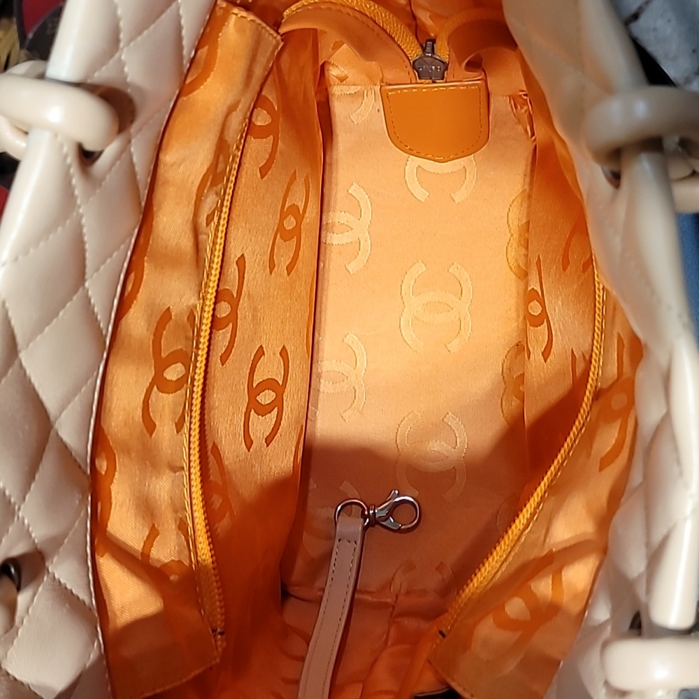 Chanel Cambon Line Tote Bag Calf Beige - Picture 9 of 14